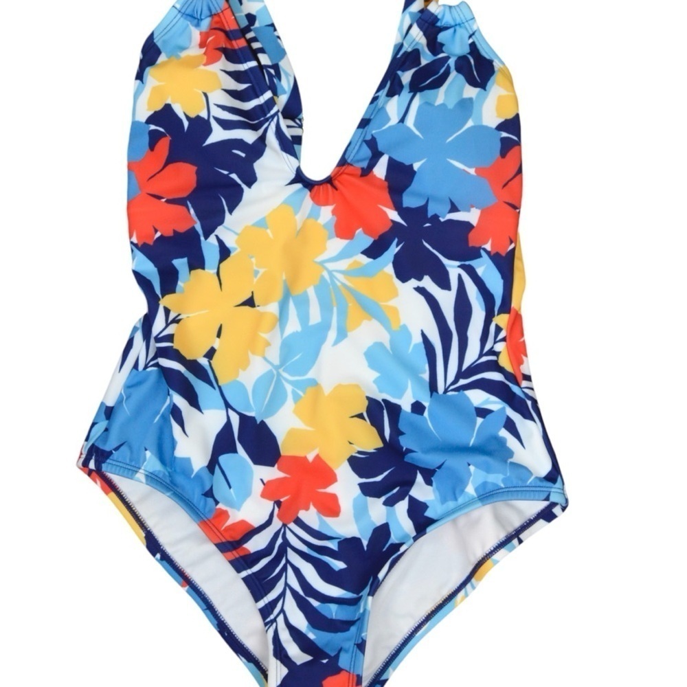 Apt. 9 Tropical Floral Print V Neck One Piece Swimsuit Size‎ Small NWT